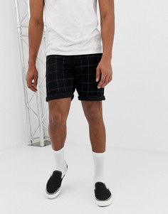 Черные узкие джинсовые шорты в клетку ASOS DESIGN - Черный