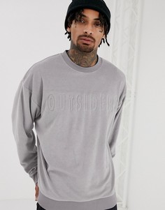Oversize-свитшот из махровой ткани с надписью ASOS DESIGN - Серый
