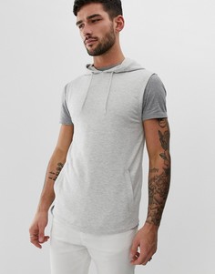 Худи облегающего кроя без рукавов из белой меланжевой ткани ASOS DESIGN - Белый