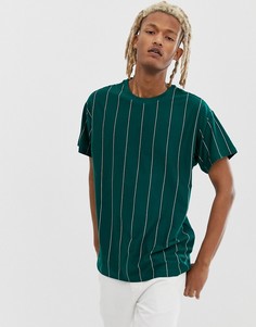 Зеленая oversize-футболка в вертикальную полоску New Look - Зеленый