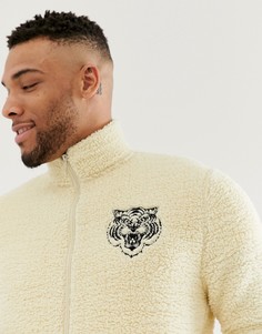 Спортивная куртка из искусственного меха с вышитым тигром ASOS DESIGN - Белый