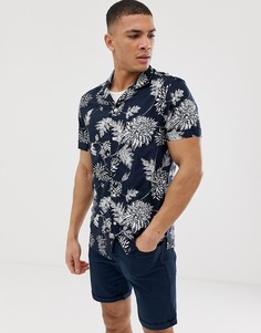 Темно-синяя рубашка с цветочным принтом Burton Menswear - Темно-синий