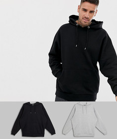 Набор из 2 oversize-худи меланжевого и черного цвета ASOS DESIGN - Мульти