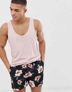 Черные шорты для плавания длиной 5 дюймов с цветочным принтом Abercrombie & Fitch - Черный