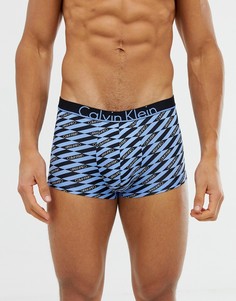 Синие боксеры-брифы из микрофибры со сплошным принтом логотипа Calvin Klein ID - Синий