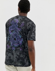 Свободная футболка с принтом тай-дай и драконом на спине ASOS DESIGN - Черный