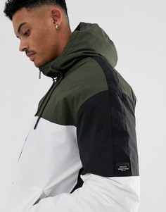 Куртка цвета хаки в стиле колор блок с капюшоном Pull&Bear - Зеленый