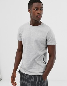 Серая футболка из плотного материала с круглым вырезом и отделкой по бокам Esprit - Серый