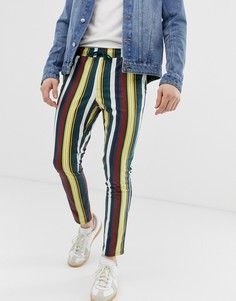 Выбеленные супероблегающие брюки в полоску ASOS DESIGN - Зеленый