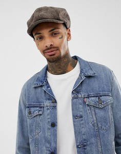 Коричневая шапка газетчика с узором в елочку ASOS DESIGN - Коричневый