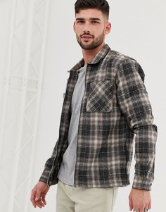 Светло-бежевая рубашка навыпуск в клетку River Island - Светло-бежевый