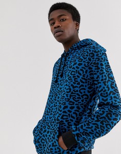 Худи синего цвета с леопардовым принтом Pull&Bear - Синий