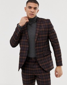 Облегающий пиджак в клетку премиум-класса Jack & Jones - Фиолетовый