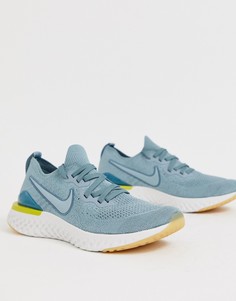 Синие кроссовки Nike Running Epic React 2 Flyknit - Серый