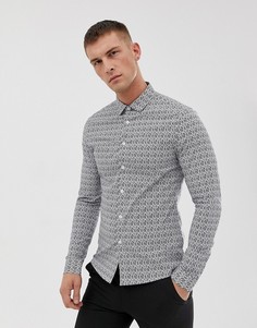 Облегающая рабочая рубашка в строгом стиле с цветочным принтом ASOS DESIGN - Синий