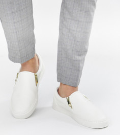 Белые кроссовки-слипоны с молниями для широкой стопы ASOS DESIGN - Белый