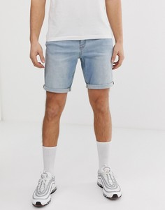 Светлые джинсовые шорты слим с рваной отделкой ASOS DESIGN - Синий