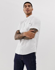 Белая поплиновая рубашка зауженного кроя с короткими рукавами Original Penguin - Белый