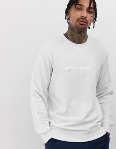 Белый свитшот для дома с круглым вырезом и логотипом Diesel - Белый