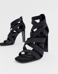 Босоножки на блочном каблуке с эластичными ремешками ASOS DESIGN - Черный