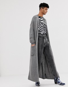Серый длинный кардиган ASOS DESIGN - Серый