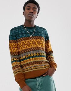 Коричневый джемпер с узором ASOS DESIGN - Коричневый