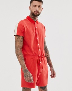 Красный махровый комбинезон с полосками по бокам ASOS DESIGN - Красный