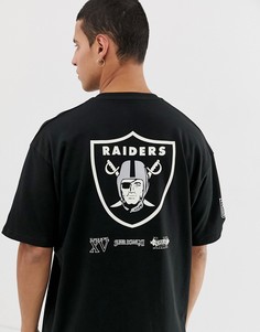 Черная oversize-футболка с логотипом команды NFL Raiders на груди New Era - Черный