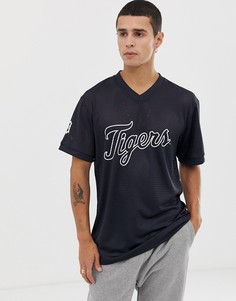 Темно-синяя сетчатая футболка с большим логотипом на груди Detroit Tigers New Era MLB - Темно-синий