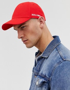 Бейсболка из 100% хлопка с логотипом сбоку Jack & Jones - Красный