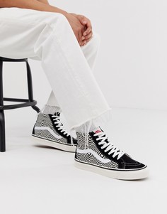 Черные высокие кеды с принтом в шахматную клетку Vans Anaheim Sk8-Hi - Черный