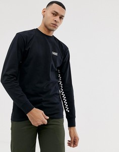 Черный лонгслив с отделкой в шахматную клетку Vans - Черный