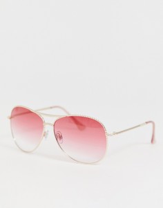 Солнцезащитные очки-авиаторы с розовыми градуированными стеклами и перекрученной отделкой River Island mia - Медный