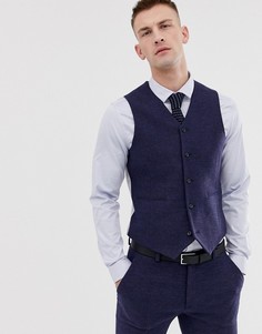 Синий облегающий жилет в мелкую клетку ASOS DESIGN wedding - Синий