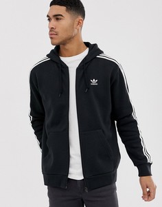 Черный худи на молнии с логотипом adidas Originals DV1551 - Черный