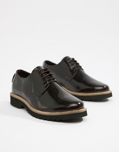 Темно-бордовые блестящие туфли на толстой подошве со шнуровкой Ben Sherman - Красный