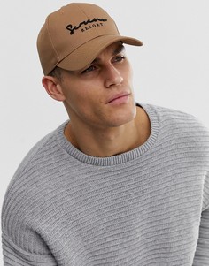Бежевая бейсболка с вышивкой ASOS DESIGN - Коричневый