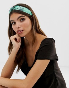 Зеленая повязка на голову с принтом листьев ASOS DESIGN - Зеленый