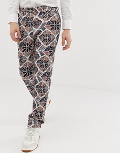 Строгие брюки скинни с цветочным принтом ASOS DESIGN - Белый