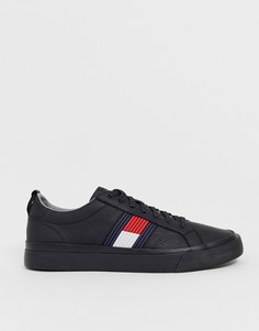 Черные кожаные кроссовки с логотипом Tommy Hilfiger - Черный