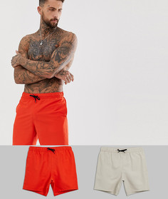 Набор шортов для плавания средней длины (красный/светло-серый) ASOS DESIGN - 2 шт. - Мульти