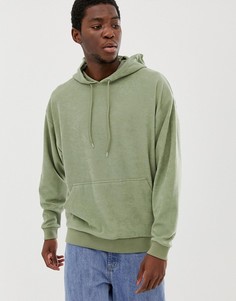 Свободный худи зеленого цвета из велюра ASOS DESIGN - Зеленый