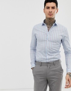 Синяя полосатая рубашка зауженного кроя ASOS DESIGN - Синий