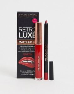 Набор средств для губ с матовым эффектом Revolution Retro Luxe Queen - Красный