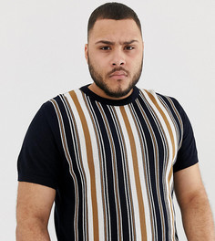 Темно-синяя футболка с вертикальными полосками River Island Big & Tall - Темно-синий