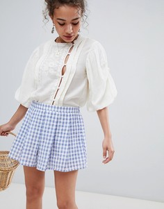 Плиссированные шорты в клетку En Creme - Синий