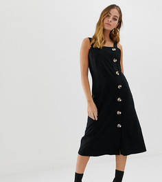 Сарафан миди с крупными пуговицами ASOS DESIGN Petite - Черный