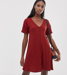 Свободное меланжевое платье в рубчик на пуговицах ASOS DESIGN - Красный