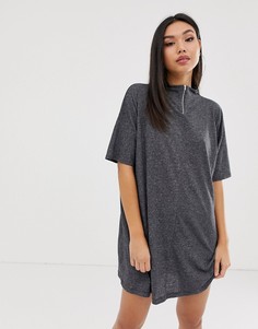 Меланжевое платье мини А-силуэта с металлической молнией ASOS DESIGN - Серый