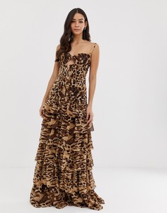Платье макси со звериным принтом Bronx & Banco Amazon - Коричневый